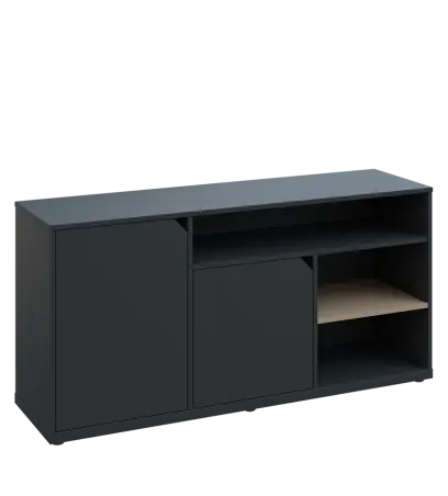 KU2-15DN3 L skříňka nízká 2-dveřová, nika, 740x1522x400, provedení levé, korpus a dvířka antracit/police latte